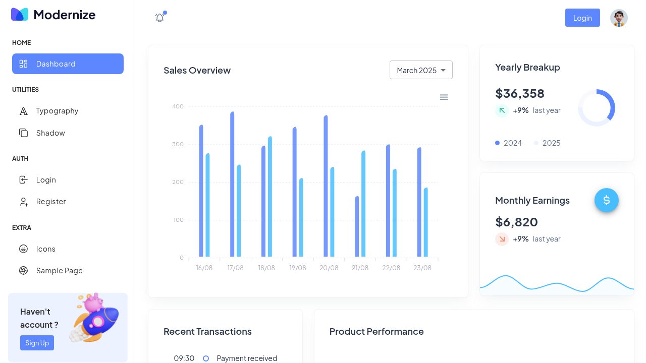 Modernize Dashboard screenshot